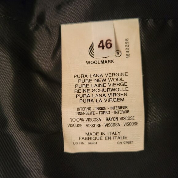 Benetton Wool Blazer Jacket 46 Italy Black Preppy Twee Academia Business - Picture 5 of 7